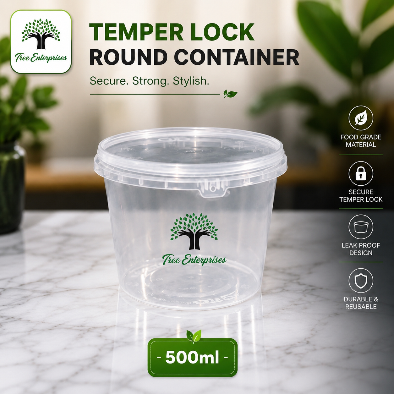 TAMPER LOCK ROUND CONTAINER 500ML
